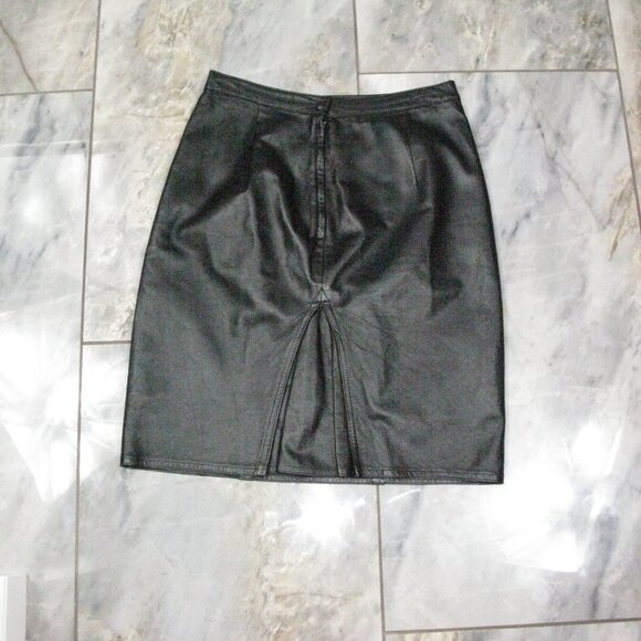 In Transit Black Lined Leather Pencil Skirt Size 8 - Picture 3 of 5